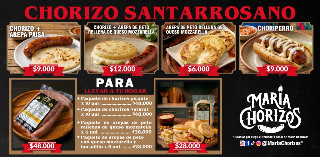 Menú María Chorizos - Chorizo Santarrosano, productos y para llevar