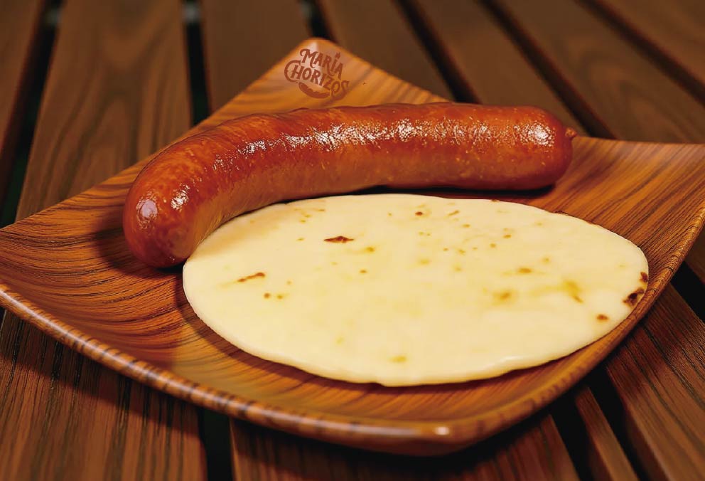 Chorizo con arepa